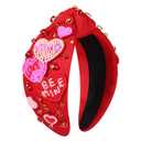 Valentine's Day Headbands for Women Rhinestone Beaded Heart Headband Pink Red Crystal Knotted Headband Valentine's Day Hair Accessories Party Decor Gifts (Beaded Heart A)