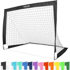 GoSports Team Tone 6 ft x 4 ft Portable Soccer Goal for Kids - Pop Up Net for Backyard - Black
