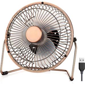 EasyAcc 6 Inch USB Desk Fan, 360°Rotation Small and Quiet,Powerful Portable Strong Airflow,Mini Metal Personal Cooling Fan with 2 Speed for Home Office,Bronze(USB POWERED ONLY) EasyAcc 6 Inch USB Desk Fan, 360°Rotation Small and Quiet,Powerful Portable Strong Airflow,Mini Metal Personal Cooling Fan with 2 Speed for Home Office,Bronze(USB POWERED ONLY)