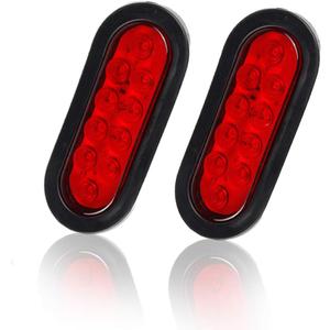 2 Pcs 6" Oval Red 10-LED Trailer Lights, Super Bright Stop Tail Turn Signal Lights, Surface Mount Grommets Plugs for Boat Trailer Camper Truck RV Jeep,12V, DOT Certified 2 Pcs 6" Oval Red 10-LED Trailer Lights, Super Bright Stop Tail Turn Signal Lights, Surface Mount Grommets Plugs for Boat Trailer Camper Truck RV Jeep,12V, DOT Certified