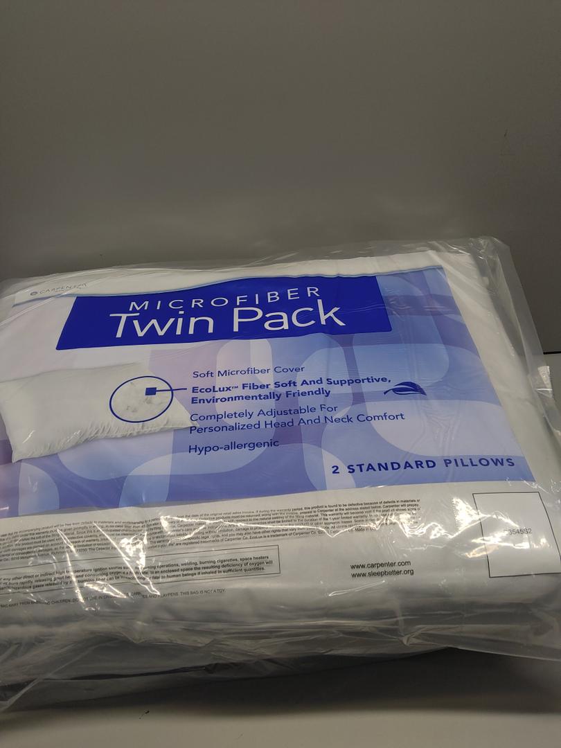 Carpenter White Pillows Mictofiber Twin Pack of 2, Standard Size