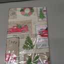 Newbridge Yuletide Christmas Tree Farm Red Barn Truck Vinyl Flannel Back Tablecloth, 70 Inch Round, Nostalgic Holiday Wipe Clean Easy Care Table Cover