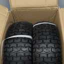 2-Pack 13x5.00-6 Flat-Free Tire with Rim,3"Centered Hub with 3/4" Bushings,w/Grease Fitting400lbs Capacity,13x5-6 No-Flat Solid Rubber Turf Wheel,for Riding Lawn mower,Garden Cart,Wheelbarrow