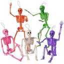 JOYIN 5 PCS Posable Halloween Skeleton Decor 16 Inches, Full Body Posable Joints Hanging Skeletons for Halloween Decorations, Graveyard Props, Haunted House Accessories, Spooky Scene Party Favors (Original)