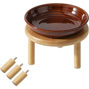 Havniva Elevated Cat Bowls Raised Ceramic Cat Dish Wide Cat Food Bowl Whisker Friendly Anti-Slip with Adjustable Stand, Shallow Pet Food & Water Dish