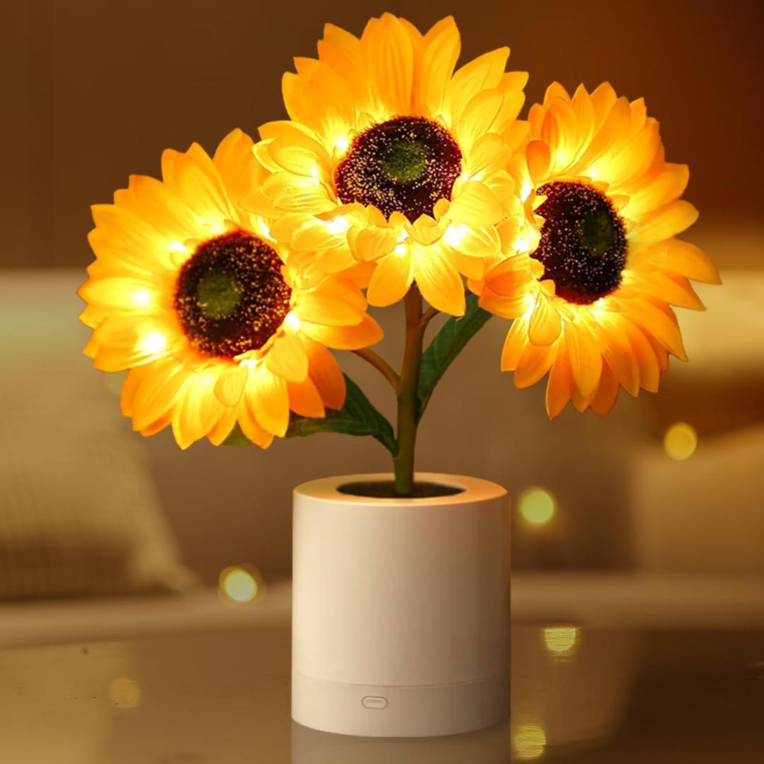 Sunflowers Lamp, Birthday Gifts for Women, Rechargeable Wireless Flower Lamp Night Light, Dimming Table Lamp, Anniversary Bedroom Decor, Sunflower Gift Ideas for Mom, Sister, Friend, Wife