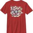 Disney Characters Sensational Holiday Boy's Solid Crew Tee (Large, Red)