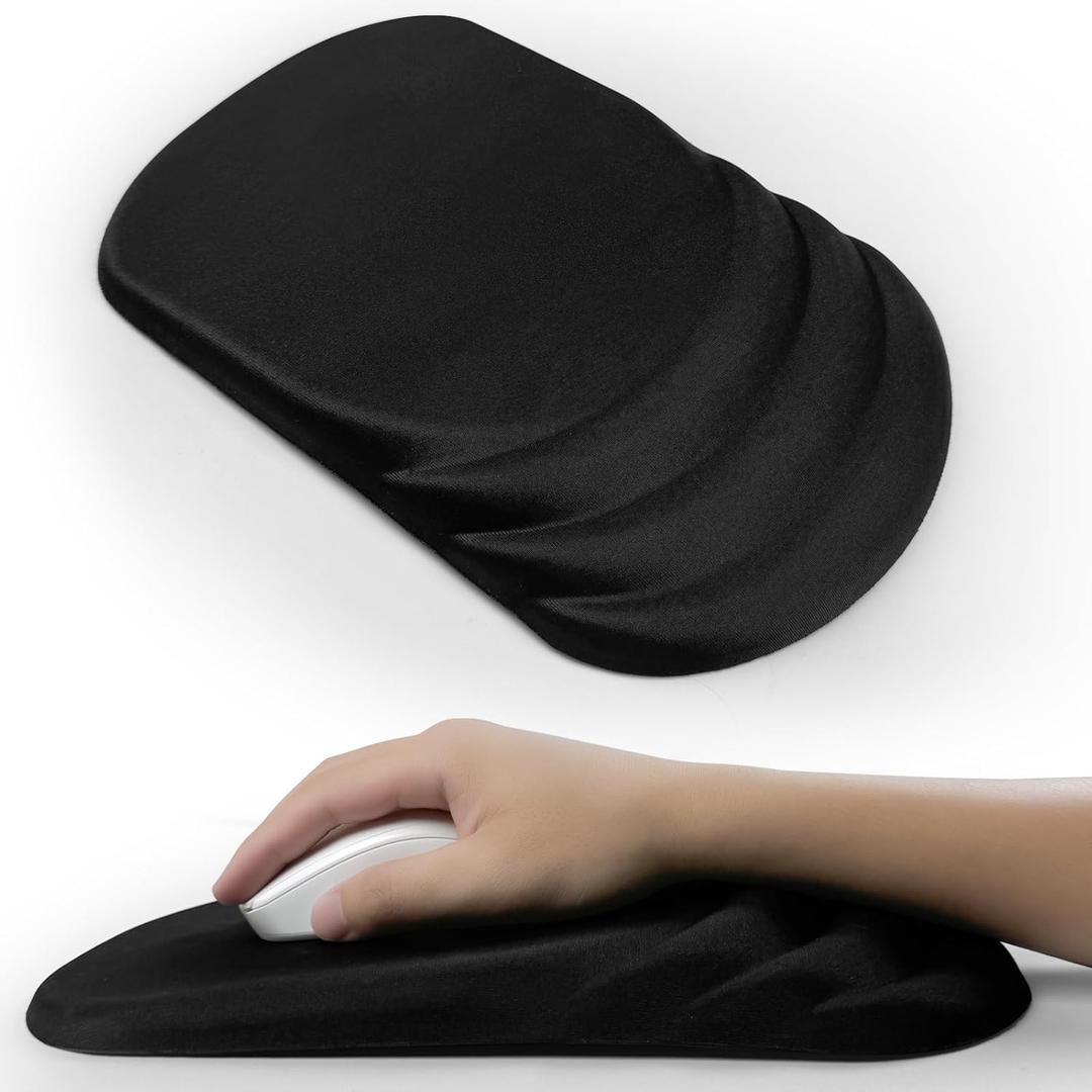 Ergonomic Mouse Pad Wrist SupportWrist Rest Mouse pad for Carpal Tunnel Pain Relief with Memory Foam&Non-Slip PU Base, Mouse Pads for Wireless Mouse & Desk (12x8 inch,Black)