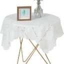 Xinjoduz 35 X 35 Inch Square Small Table Cloth, Lace White Crochet Tablecloth Floral Tablecloth Cover Vintage Overlay Tablecloths Fancy Tables Cloth Bedside for Round Coffee Tables (Beige)
