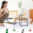 Lap Desk for Couch/Sofa/Floor, 5-Angle Adjustable Bed Desk with Foldable Legs &Cup Holder, Light Weight Bed Tray Table for Writing/Eating/Reading, Portable Laptop Stand for Adults, Kids