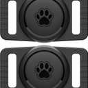 GOCII for Airtag Dog Collar Holder 2 Pack,Waterproof Dog Collar Holder for Apple AirTag(Gen 1 & 2),Silicone Air Tags Case for Dog Collars(Black)