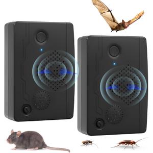 2026 Upgraded Bat Fortress Mini Repeller Indoor Deterrent Adjustable Ultrasonic Bat Repellent Devices Outdoor Battery Operated Bat Repeller, Friendly to Human & Pet (2Pack)