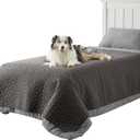 Bedsure 100% Waterproof Bed Cover for Dogs Washable - Non Slip Waterproof Dog Blanket for Bed, Lightweight Furniture Protector Durable for Pet Cat Puppy with Non-Slip Bottom, Blue, 68x82IN