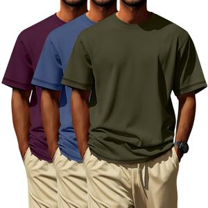 Neer 3 Pack Big and Tall Shirts for Men Short Sleeve Men Crewneck Tops Loose Casual Large T-Shirts Summer Basic Tee, Size 4XL