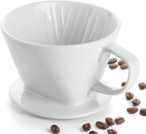 DOWAN Pour Over Coffee Maker, Non-Electric Pour Over Coffee Dripper, Manual Brew Maker, Single Cups Porcelain Slow Brewing Accessories for Gifts, White