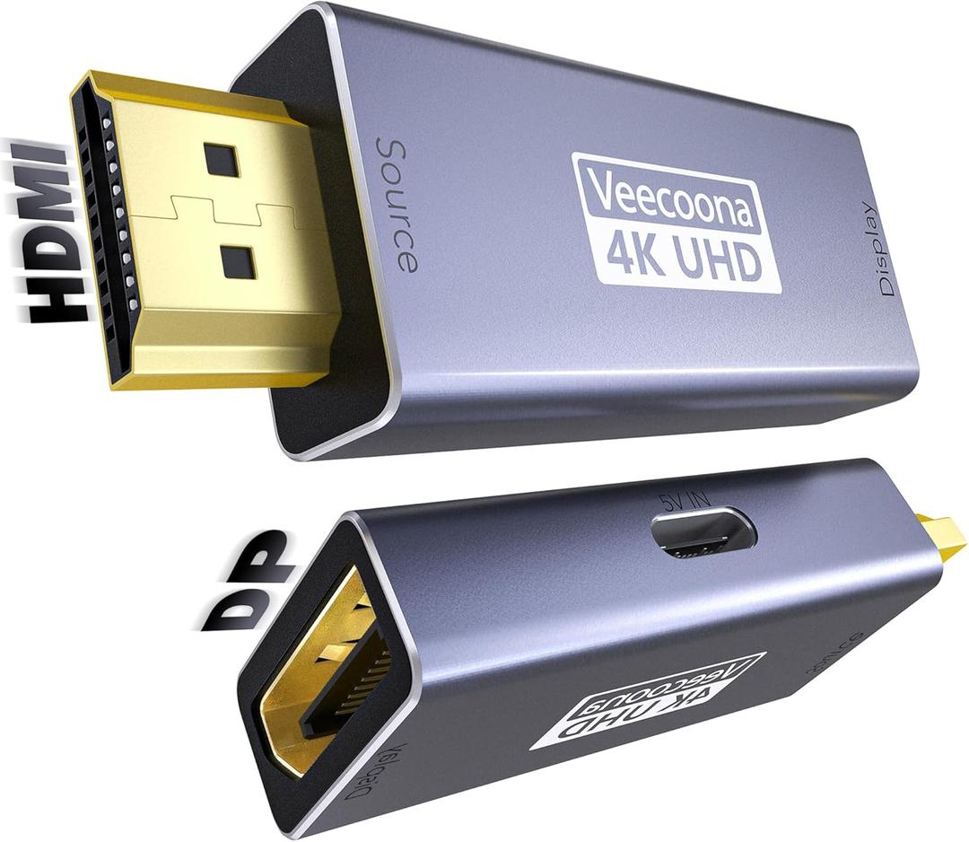 HDMI to DisplayPort Adapter Uni-Directional (4K@60Hz/1080P@120Hz) | HDMI (Source) 2.0 Male to DP (Display) 1.2 Female Converter Compatible with Laptop, AMD, NVIDIA, PS5, Xbox and More - 1 Pack