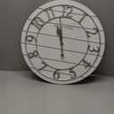 Presentime & Co Classic Farmhouse Shiplap Clock, 19.5 inch, Galvanized Finish Arabic Numerals with White Shiplap Style. Large Farmhouse Decor for Living Room, Entryway, Home Office. Wall Dcor