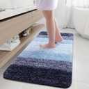Arotive Microfiber Bathroom Rugs, Shaggy Soft and Absorbent Bath Rug, Non-Slip, Thick Plush Machine Washable Dry Bath Mats for Bathroom, Tub and Shower, 54x24, Blue, Rectangular