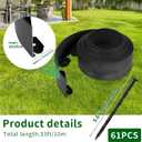 Landscape Edging 2 in x 33 Ft, No Dig Garden Edging Border Kit with 61 Pcs Spikes for Garden Flower Bed Lawn Yard Grass Pathway, Black Flexible PE Material