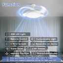 42 inch White Retractable Ceiling Fan With Light and Remote, Large