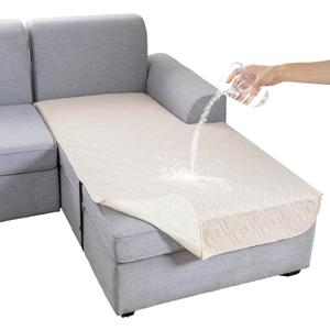 Genina 100% Waterproof Sectional Couch Covers for L Shaped Chaise Lounge Right, Anti-Slip Sectional Cover Furniture Protector Couch Cover for Dogs Pets, 1 Piece (Beige, Right Chaise Cover)