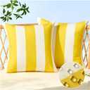 Allorry Outdoor Pillow Covers 16x16 Set of 2 Yellow Striped Decoration Throw Pillow Covers for Spring Summer Outdoor Waterproof Garden Patio Furniture Sofa Bed Home Decor 