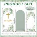 3Pcs God Bless Arch Backdrop Cover 4ft 5ft 6ft First Holy Communion Christening Party Spandex Fitted Arch Stand Cover Sage Green Photography Backdrop for Baptism Birthday Party Banquet Ceremony Decor