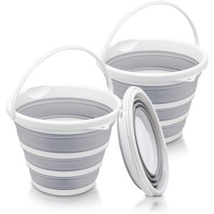 2-Pack Collapsible Buckets - 2.6 Gallon (10L) Large Capacity, Essential for RV, Garden Cleaning, Car Washing, Camping, Fishing, Multi-Purpose Durable Portable Buckets, Easy Storage, Use Anywhere