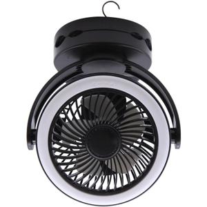 Rechargeable RV Cooling Fan Light, 4-Speed Portable Desk Fan, Dia: 5.5inch, Rotatable Clip-On & Wall-Mount Fan for Home Office RV Travel, 5000mAh Battery