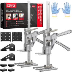 Kolvoii Labor Saving Arm Jack 2 Pack, 10" Height-Adjustable All-Metal Hand Lifting Jack Tool for Furniture, Door, Window, Cabinet and Drywall Installation (Large)