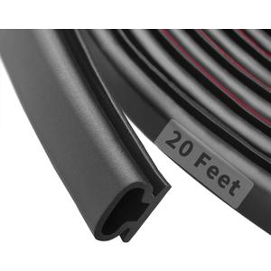 20 Feet Rubber Weather Stripping Door Seal Strip, Self-Adhesive Backing D-Shape Door Weatherstripping for Door Frame Insulation Large Gap, Easy Cut to Size(Black)