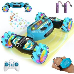 Gesture Sensing RC Stunt Car for Boys 8-12 - Gifts Toy for Kids,4WD Remote Control 360 Rotating, Transform Hand Controlled, Birthday Presents for Boy Age 8 9 10 11 12 (Sky Blue)