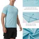 Men's Rash Guard Swim Shirts Short Sleeve UV Sun Protection Quick Dry UPF 50+ SPF Fishing Beach Water Shirt (Blue, L)