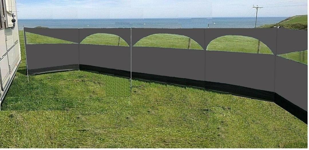 Windbreaker Wind Privacy Screen Camping Blocker 5 Panel Garden Beach Wind Shield 5ft High x 27.4ft Long (Stone Grey)