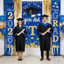 Blue and Gold Graduation Decorations 2026 Congrats Grad Hanging Banner You Did It Door Cover Class of 2026 Graduation Backdrop and Porch Sign Banner for High School College Grad Party Decor