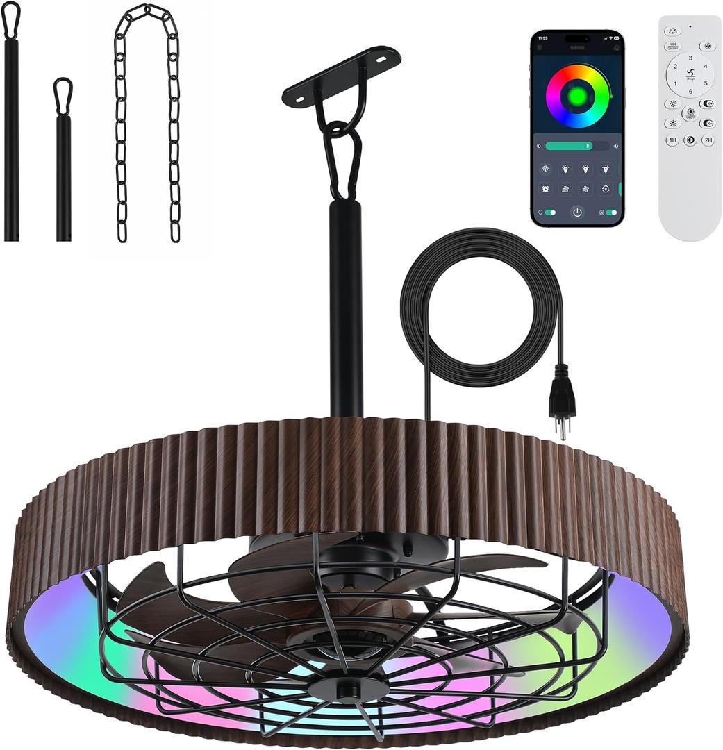 20" Outdoor Ceiling Fan with Light, IP65 Waterproof Gazebo Fan