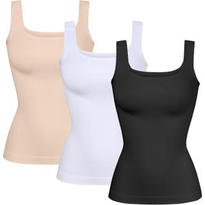 YIOIOIO Women Shapewear Tank Tops Tummy Control Compression Tops seamless Body Shaper Camisole (Black, XL)