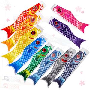 Boao 10 Pcs Japanese Carp Windsock Fish Flag Kite 15.7 Inch Japanese Hanging Windsocks for Garden Backyard Home Outdoor Sushi Bar Restaurant Decoration (Classic)
