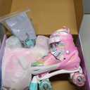 NEMONE Mermaid 4 Size Adjustable Light up Roller Skates for Girls, Purple Blue Skates for Toddlers, Beginner Kids Butterfly Roller Skates Indoor Outdoor (Medium - Big Kid, F- Unicorn - Pink)