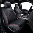 Coverado Full Set Leather Car Seat Covers for F150,Waterproof Automotive Seat Covers for Cars, SUVs, Pickup Trucks, Compatible with 2015-2025 F150 SuperCrew,2017-2025 F250 F350 F450 Crew Cab, Black/Red