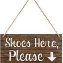 Wood Decor Sign Shoes Here Please Arrow Wood Door Sign Retro Wooden Public Decorative Hanging Sign For Home Door Fence Vintage Wall Plaques Decoration 12X6In