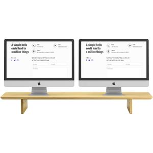 SAMDI Wooden Monitor Stand, Ergonomic Design, Suitable for Laptop, Computer, iMac, Desk with Table (Bamboo)