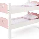 BABESIDE Doll Bunk Bed,Wooden Baby Doll Crib for 12-18 Inch Reborn Baby Dolls  Stackable Toy Crib with Accessories, Doll Bed Playset for Kids 3+ (Pink, 2 Pcs Beds)