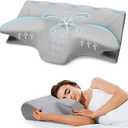 Cervical Neck Pillow for Pain Relief,Ergonomic Contour Memory Foam Pillows for Sleeping,Cooling odorless Neck Support Pillow for Side Back Stomach Sleeper,with Washable Pillowcase,Grey