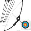 BOWRILLA Bow and Arrow for Kids Ages 6+ | Beginner Archery Set with Aim Guide, 6 Carbon Hybrid Arrows & 3 Targets | 3-Piece Take-Down Recurve Youth Bow for Left & Right Handers, Kinder