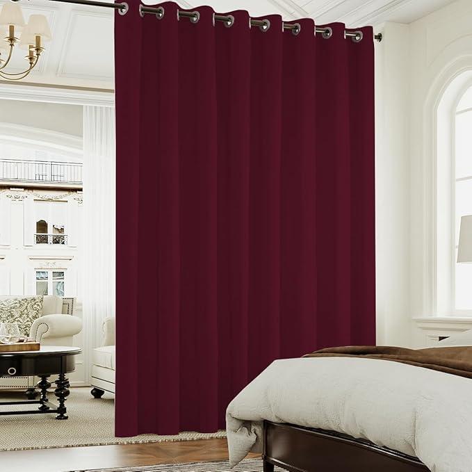 Extra Wide Blackout Curtains Total Privacy Thermal Patio Sliding Door Door Curtain for Living Room Grommet Room Divider Vertical Blind, 1 Panel(100Wx84L Inches, Burgundy)