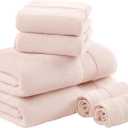 Madison Park Turkish 100% Cotton 600Gsm Luxury Premium Thick Soft Absorbent Hotel Bathroom Towel Set Shower Hand Face Washcloths, Assorted Sizes, Blush 6 Piece