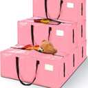 12 Pack Extra Large Moving Bags, Heavy Duty Packing Bags with Zippers and Handles for Space Saving, Clothes Storage, College Essentials, Travel, Pink