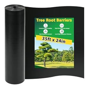 West Bay 35ft x 24in x 60mil Tree Root Barrier, Heavy-Duty Bamboo Root Barrier Weed Blocker for Landscape Tree Ring Edging Garden Borders Driveway and Sidewalk Protection Roads