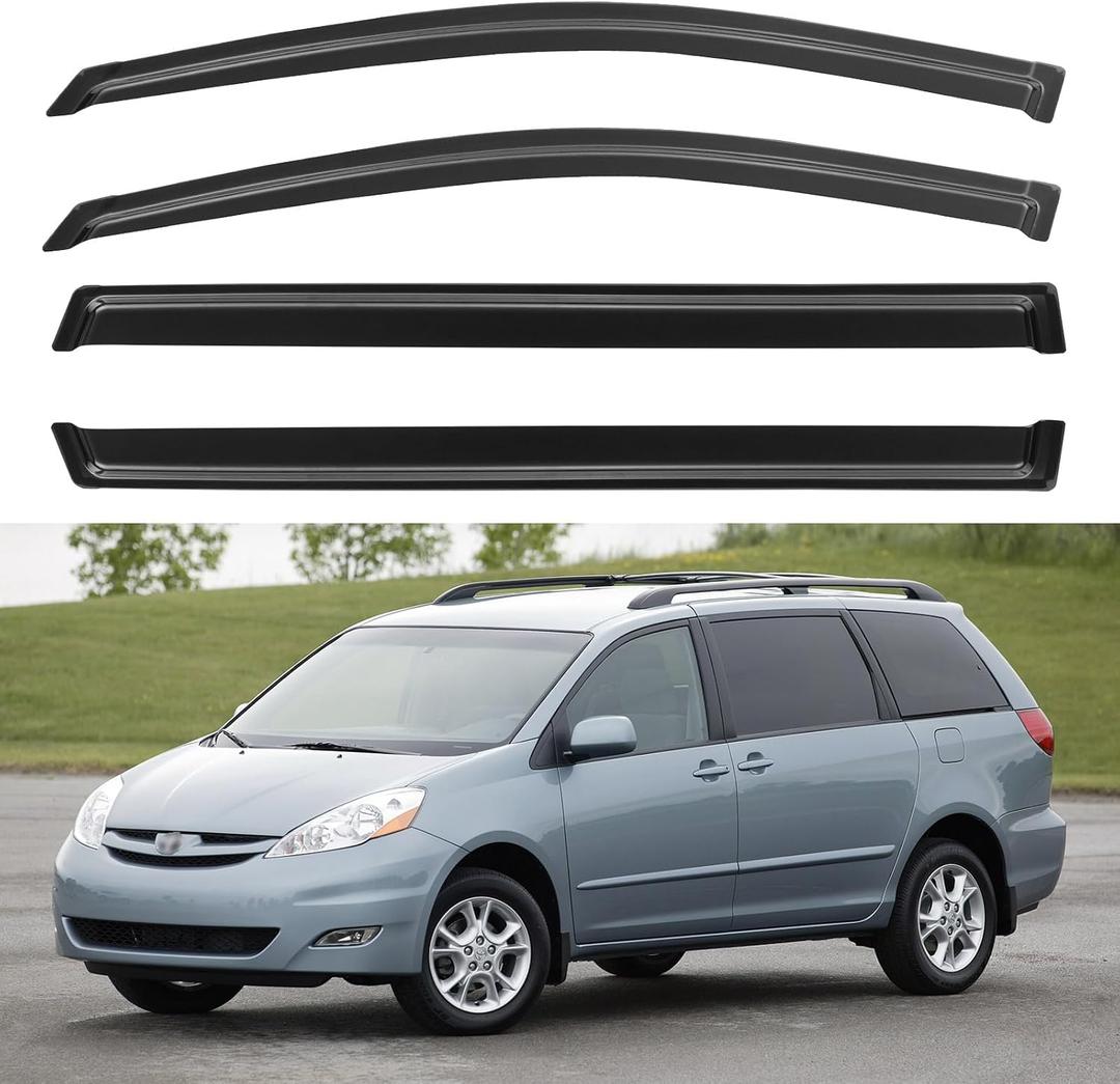 Window Visors Rain Guards Shield for 2004-2010 Toyota Sienna, Out-Channel Window Vent Wind Deflectors Visors Shades for 04 05 06 07 08 09 10 Sienna